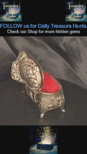Load and play video in Gallery viewer, Vintage Japanese Art Nouveau Rose Metal Jewelry Box – Silver-Tone Trinket Casket with Red Velvet Interior