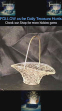 Load and play video in Gallery viewer, Vintage Avon Pressed Glass Basket with Gold Rope Handle | Mid-Century Collectible Trinket Dish