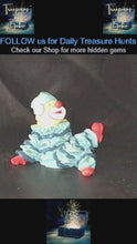 Load and play video in Gallery viewer, Vintage Resin Clown Figurine – Hand-Painted Blue Ruffled Suit with Red Shoes