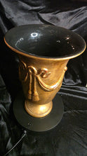 Load image into Gallery viewer, Vintage Italian Gold Urn Vase - 1953 Embossed Drapery and Tassel Design