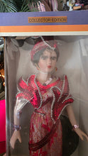 Charger l'image dans la galerie, Lady Brianna Collector Edition Porcelain Doll – Red Sequin Lace Gown with Stand & Original Box (New in Box)
