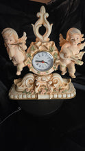 Load image into Gallery viewer, Vintage Cherub Mantel Clock – Ornate Rococo Floral Table Clock with Dual Angels and Roman Numerals
