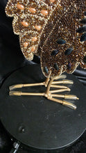 गैलरी व्यूवर में इमेज लोड करें, Vintage Hand-Beaded Rooster Figurine - 15" Tall Gold & Red Beaded Chicken Sculpture