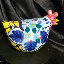 Load image into Gallery viewer, Vintage CBK Hand-Painted Ceramic Hen Figurine - Blue Floral Chicken Decor Piece