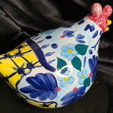 Load image into Gallery viewer, Vintage CBK Hand-Painted Ceramic Hen Figurine - Blue Floral Chicken Decor Piece