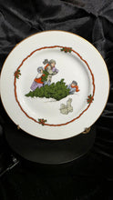将图片加载到图库查看器,Fitz & Floyd “Deck the Halls” — Set of 2 Salad Plates, Tree Hunt & Winter Rabbits (c. 1982, Japan)