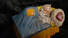 Load image into Gallery viewer, Vintage Mid-Century Sleeping Santa Claus Cookie Jar / Candy Dish – Hand-Painted Ceramic by Alberta’s Molds (1950s)