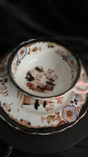 将图片加载到图库查看器,Antique Georgian Chinoiserie Teacup & Saucer — Kepple, Clare Street Bristol (Hand-Painted, Black Rim)