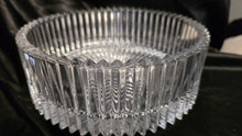 Load image into Gallery viewer, Vintage Clear Glass Ribbed Bowl with Starburst Bottom - Faceted Rim Elegance 9in x 3in