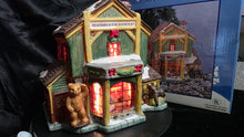 Load image into Gallery viewer, Feathers & Fur Woodcraft – Rustic Lighted Porcelain Village Shop (Wildlife Lodge Series)