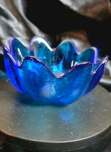 Load image into Gallery viewer, Vintage Turquoise Blue Glass Petal Bowl - Scalloped Rim Flower Design