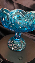 Load image into Gallery viewer, Vintage Viking Bluenique 1968 Compote Bowl - Turquoise Blue Glass Elegance