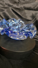 Load image into Gallery viewer, Vintage Italian Bullicante Art Glass Bowl – Mid-Century Modern, Ruffled Blue & Clear Murano-Style Design