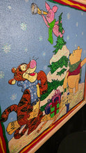 Load image into Gallery viewer, Winnie-the-Pooh, Tigger & Piglet Holiday Glitter Art — 17" x 17" Framed Wall Décor