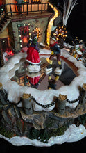 Load image into Gallery viewer, Fiber-Optic Winter Mill Scene — Animated Skaters, Waterwheel & Music