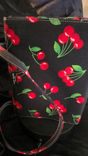 将图片加载到图库查看器,Kate Spade New York “Cherry Lane” Canvas Tote – Black with Red Cherry Print (Brand New)