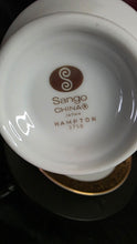 Load image into Gallery viewer, Vintage Sango Hampton 3758 Porcelain Cup and Saucer - Elegant Gold and Black Floral Trim