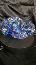 Load image into Gallery viewer, Vintage Italian Bullicante Art Glass Bowl – Mid-Century Modern, Ruffled Blue & Clear Murano-Style Design