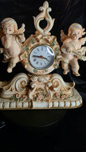 Load image into Gallery viewer, Vintage Cherub Mantel Clock – Ornate Rococo Floral Table Clock with Dual Angels and Roman Numerals