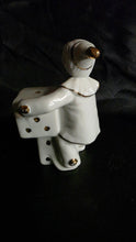 Load image into Gallery viewer, Vintage Monti Piero Porcelain Harlequin Clown Figurine with Dice – White & Gold Elegance
