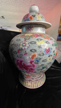 Charger l'image dans la galerie, Chinese Famille Rose “Thousand Flowers” Temple Jar – Hand-Painted Porcelain Artistry