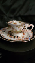 将图片加载到图库查看器,Antique Georgian Chinoiserie Teacup & Saucer — Kepple, Clare Street Bristol (Hand-Painted, Black Rim)