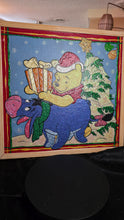 Load image into Gallery viewer, Winnie-the-Pooh & Eeyore Holiday Glitter Art — Framed 17" x 17" Wall Piece
