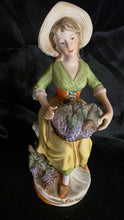 Load image into Gallery viewer, Vintage HOMCO #1258 “Vineyard Harvest” Porcelain Figurine – Hand-Painted Lady with Grapes Collectible