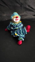 Load image into Gallery viewer, Vintage Resin Clown Figurine – Hand-Painted Blue Ruffled Suit with Red Shoes