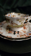 将图片加载到图库查看器,Antique Georgian Chinoiserie Teacup & Saucer — Kepple, Clare Street Bristol (Hand-Painted, Black Rim)