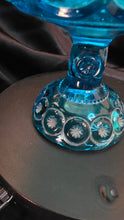 Load image into Gallery viewer, Vintage Viking Bluenique 1968 Compote Bowl - Turquoise Blue Glass Elegance