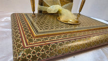 Load image into Gallery viewer, Vintage Persian Khatamkari Inlaid Wood Desk Set with Dual Pens