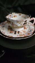 将图片加载到图库查看器,Antique Georgian Chinoiserie Teacup & Saucer — Kepple, Clare Street Bristol (Hand-Painted, Black Rim)