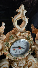Load image into Gallery viewer, Vintage Cherub Mantel Clock – Ornate Rococo Floral Table Clock with Dual Angels and Roman Numerals