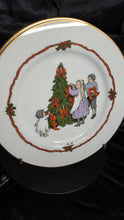 Load image into Gallery viewer, Fitz & Floyd “Deck the Halls” – Set of 2 Christmas Tree Trimming Salad Plates (c. 1982, Japan, Gold Rim)