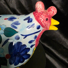 Load image into Gallery viewer, Vintage CBK Hand-Painted Ceramic Hen Figurine - Blue Floral Chicken Decor Piece