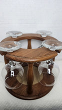 Load image into Gallery viewer, Vintage Dolphin Genuine Teak Wine Caddy with 4 Wine Glasses