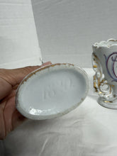 Load image into Gallery viewer, Vintage Pair of Hand-Painted Porcelain Openwork Toothpick Holders with Pink Roses & Gold Gilt