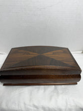 Load image into Gallery viewer, Vintage Wooden Jewelry Box with Mirror Lid & Removable Organizer Tray