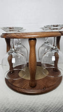 Load image into Gallery viewer, Vintage Dolphin Genuine Teak Wine Caddy with 4 Wine Glasses