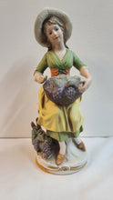 Load image into Gallery viewer, Vintage HOMCO #1258 “Vineyard Harvest” Porcelain Figurine – Hand-Painted Lady with Grapes Collectible