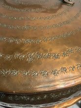 将图片加载到图库查看器，Antique Persian Ghalamzani Hand-Hammered Copper Chafing Dish Food Warmer Set
