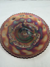 Load image into Gallery viewer, Antique Fenton Amethyst Carnival Glass Paradise Sodas Advertising Plate 6"
