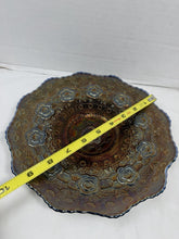 Cargar imagen en el visor de la galería, Antique Fenton Captive Rose Blue Iridescent Carnival Glass Plate c. 1911
