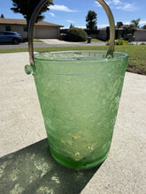 Load image into Gallery viewer, Antique Fostoria Green Depression Glass Ice Bucket - Oak Leaf Vaseline Glass
