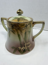 将图片加载到图库查看器，Antique T.S. Nippon Hand-Painted Bamboo Porcelain Covered Sugar Bowl Japan
