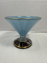 Load image into Gallery viewer, Antique Bohemian Blue Opaline Glass Hand Painted Footed Compote Bowl Art Glass
