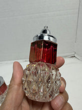 Load image into Gallery viewer, Vintage Indiana Glass Ruby Red Flash Diamond Point Crown Salt Pepper Shakers
