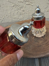 Load image into Gallery viewer, Vintage Indiana Glass Ruby Red Flash Diamond Point Crown Salt Pepper Shakers
