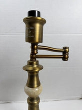 Load image into Gallery viewer, Vintage Brass Swing-Arm Table Lamp with Marble Accent
